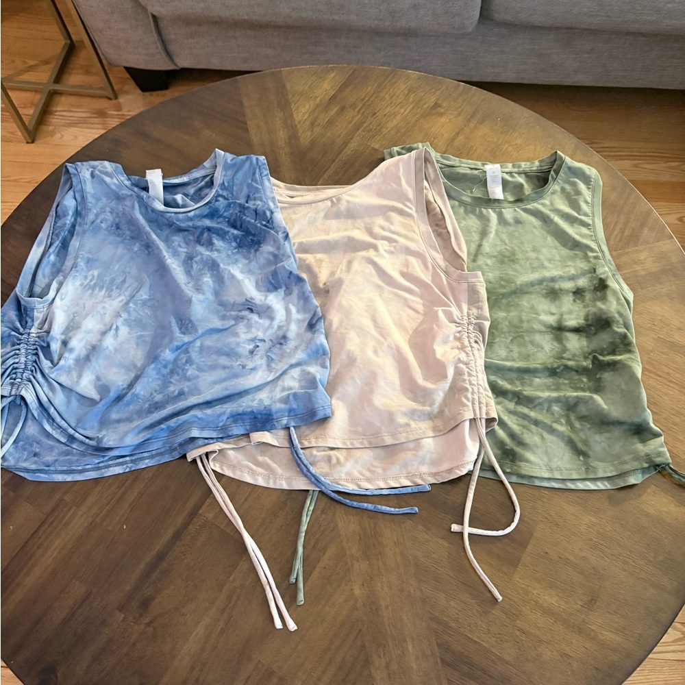 Set of Three Sleeveless Crop Tie-Dye Tops